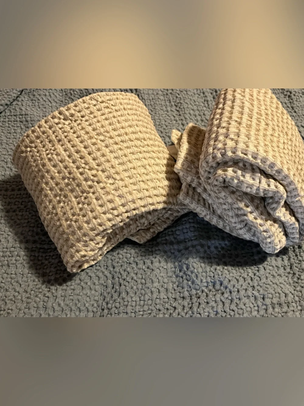 Waffle Weave Pillow Shams in Cream ~ 100% Cotton ~ 2 shams